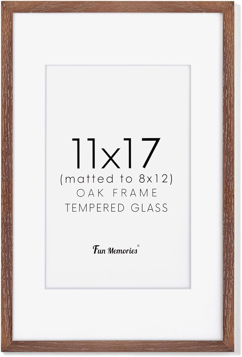 Fun Memories 11x14 Wood Picture Frame, Set of 3, Natural Oak Frame 11 x 14 with Tempered Glass, 8x10 Matted to Wood, Farmhousr Rustic Wooden Poster 11x14, Walnut Color