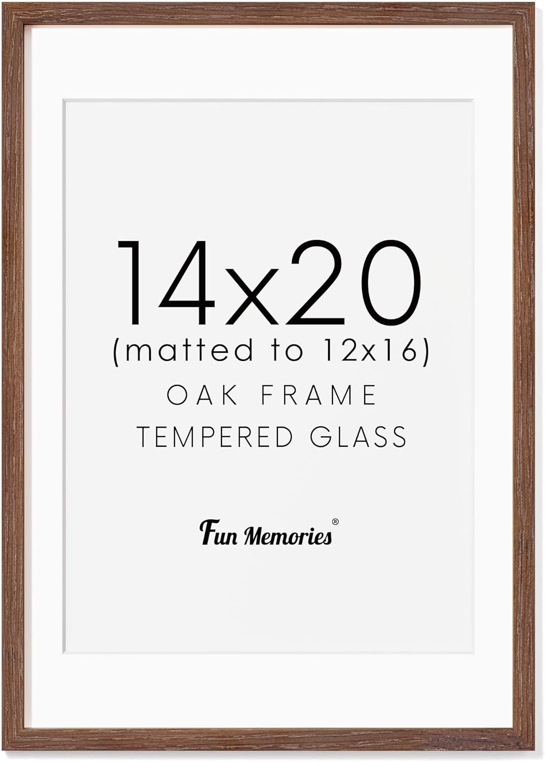 Fun Memories 11x14 Wood Picture Frame, Set of 3, Natural Oak Frame 11 x 14 with Tempered Glass, 8x10 Matted to Wood, Farmhousr Rustic Wooden Poster 11x14, Walnut Color
