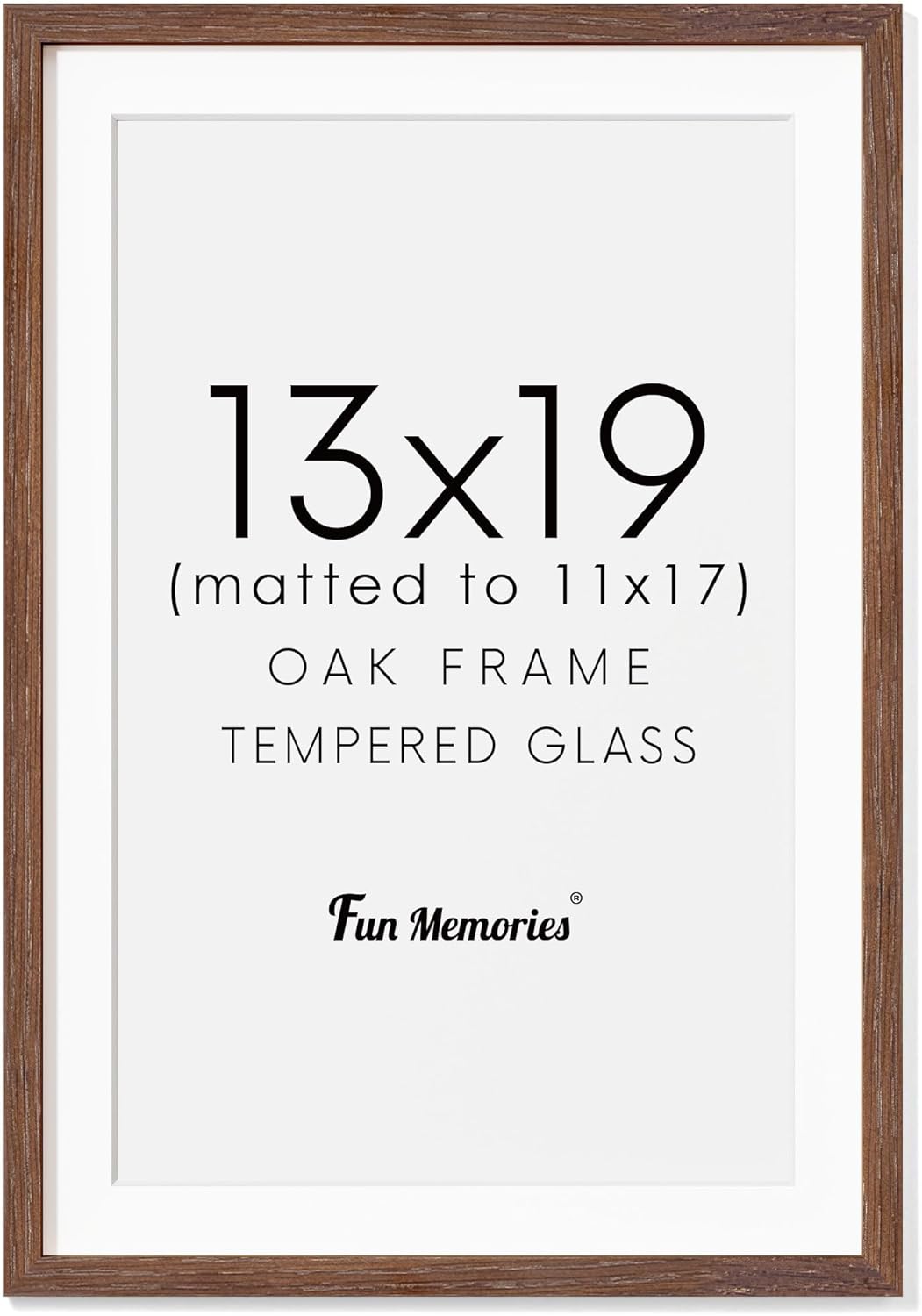 Fun Memories 11x14 Wood Picture Frame, Set of 3, Natural Oak Frame 11 x 14 with Tempered Glass, 8x10 Matted to Wood, Farmhousr Rustic Wooden Poster 11x14, Walnut Color
