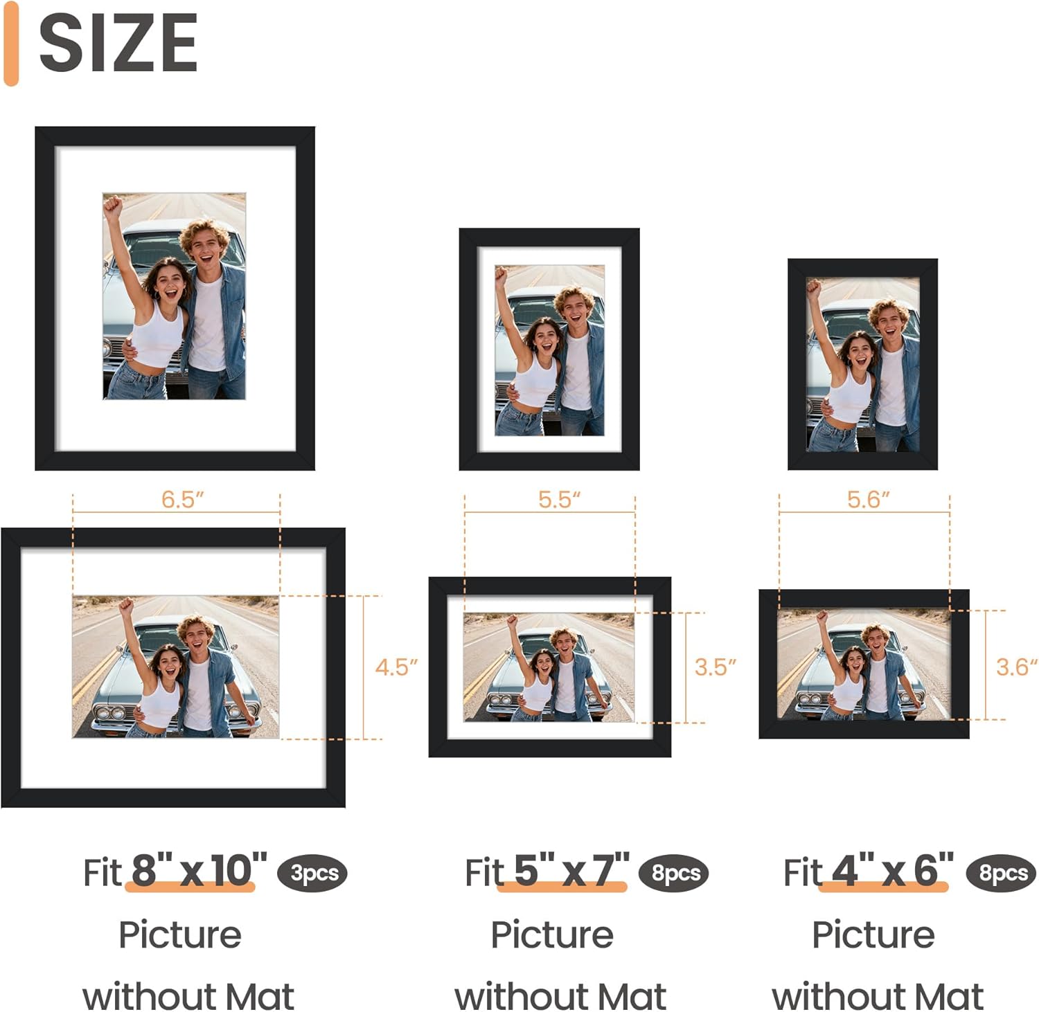 upsimples 19 Pack Picture Frames Collage Wall Decor for Mounting or Tabletop Display, Photo Gallery Frame Set for Family, Multi Sizes Including 8x10, 5x7, 4x6, Black