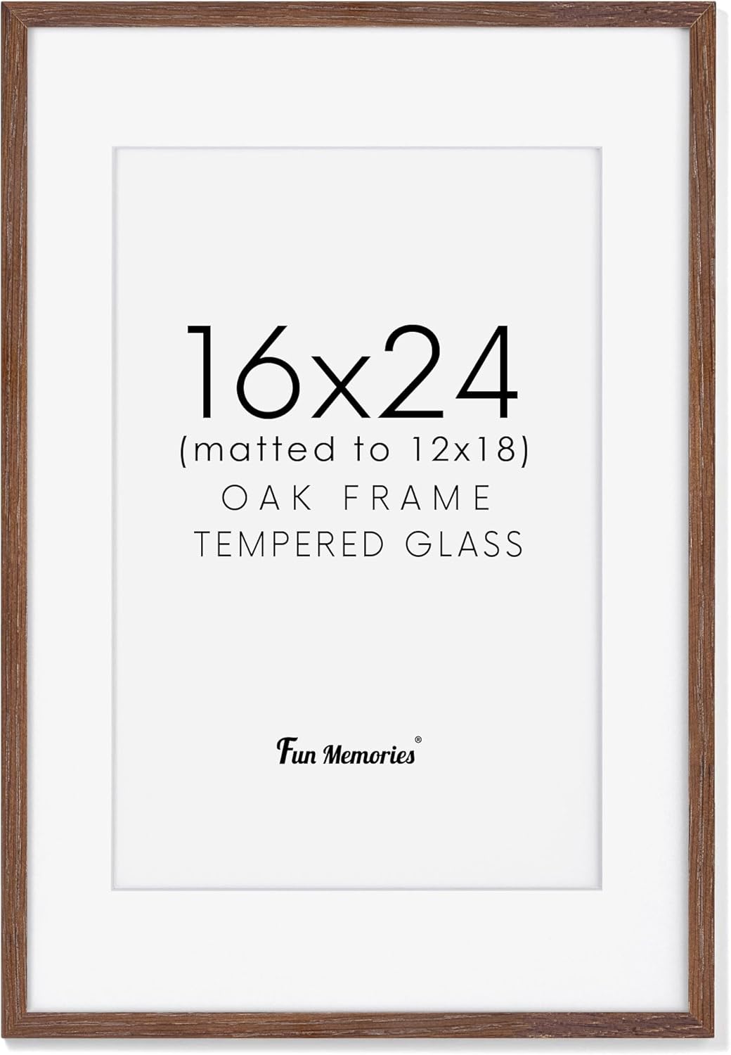 Fun Memories 11x14 Wood Picture Frame, Set of 3, Natural Oak Frame 11 x 14 with Tempered Glass, 8x10 Matted to Wood, Farmhousr Rustic Wooden Poster 11x14, Walnut Color
