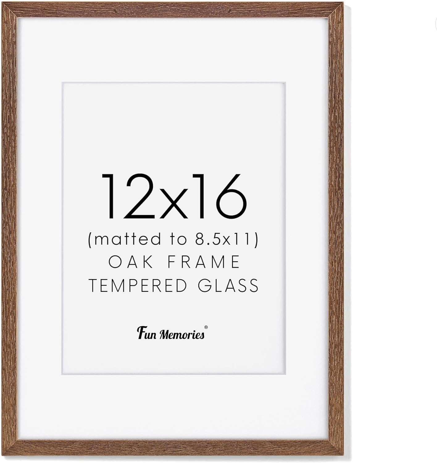 Fun Memories 11x14 Wood Picture Frame, Set of 3, Natural Oak Frame 11 x 14 with Tempered Glass, 8x10 Matted to Wood, Farmhousr Rustic Wooden Poster 11x14, Walnut Color