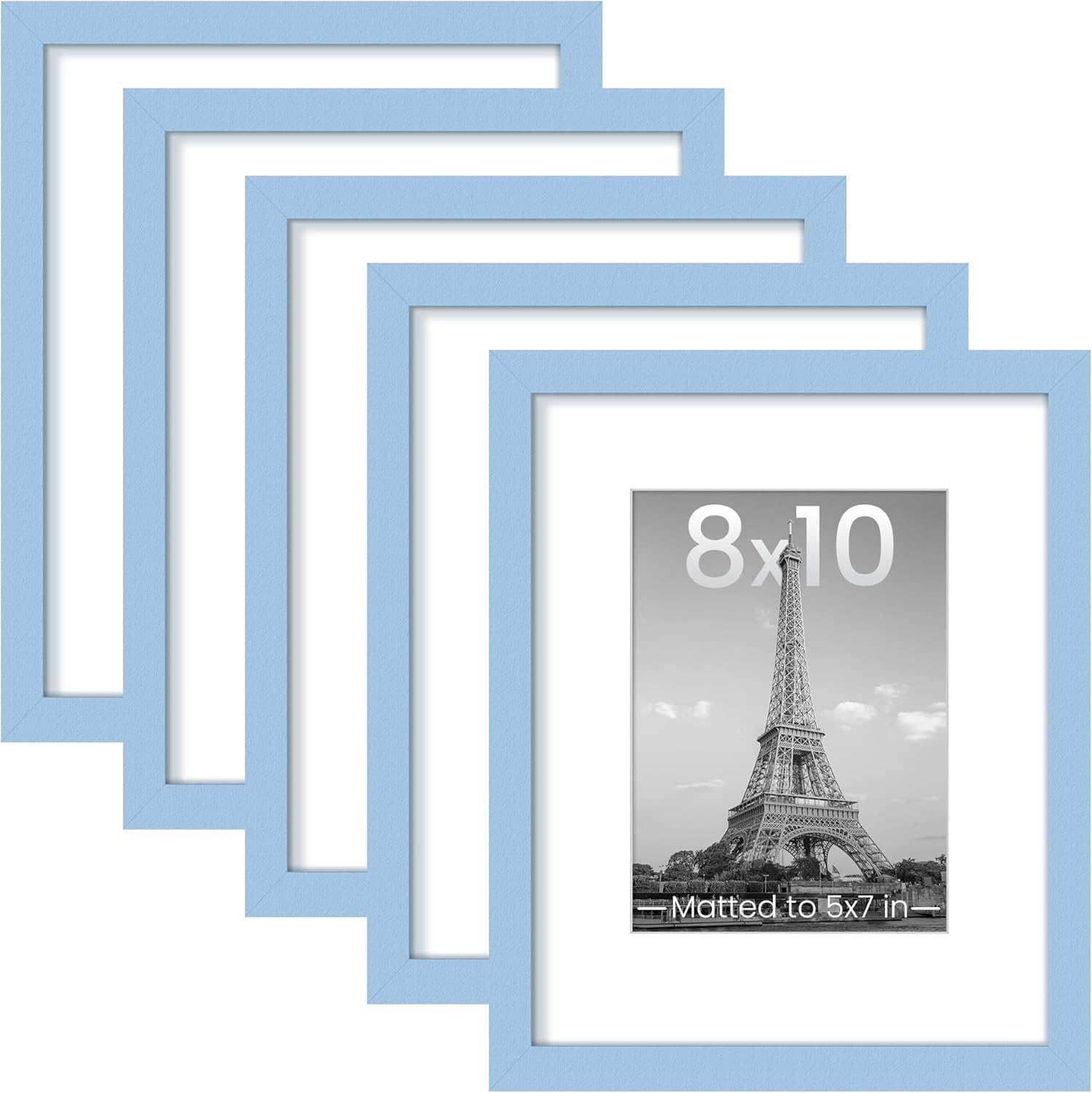 upsimples 11x14 Picture Frame Set of 5, Display Pictures 8x10 with Mat or 11x14 Without Mat, Wall Gallery Photo Frames, Black