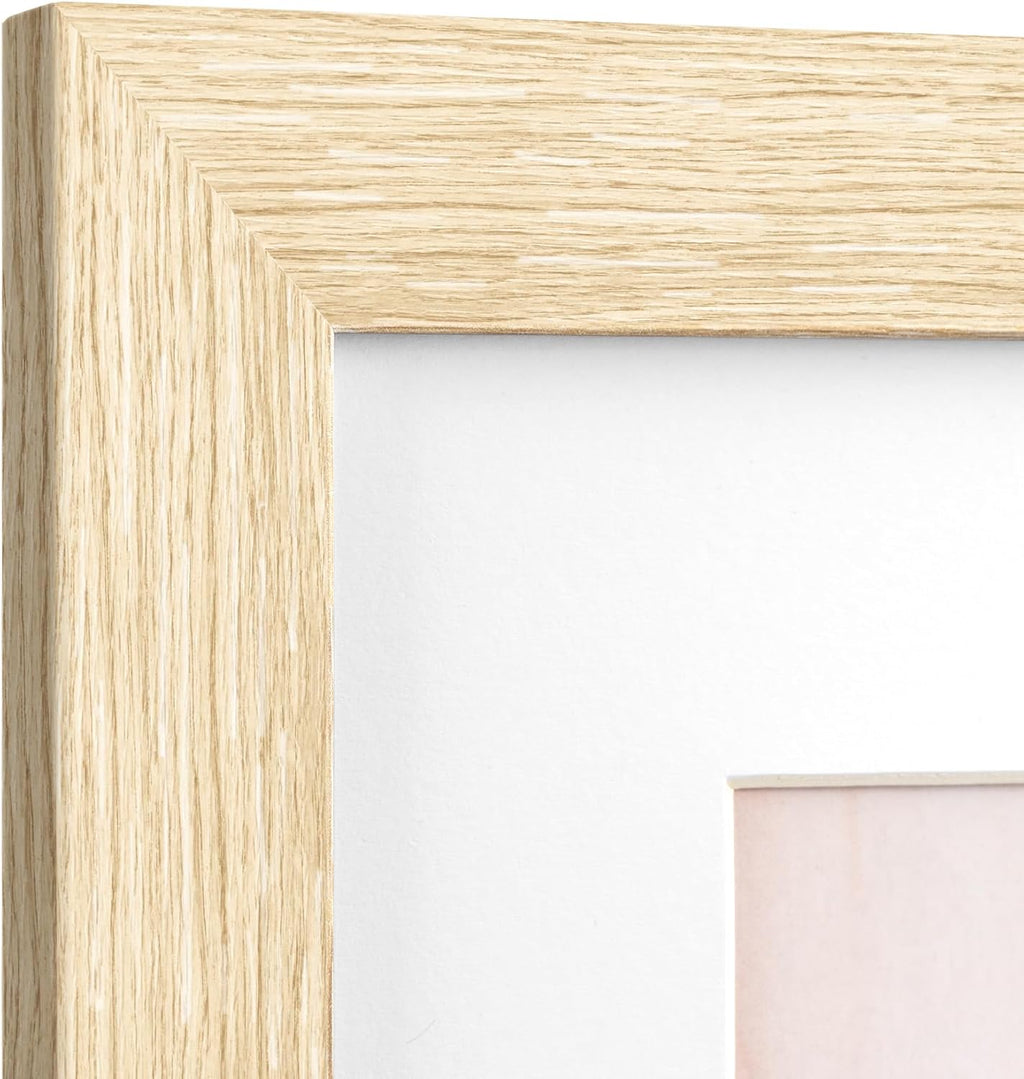 16x20 Picture Frame with Mat for 11x14 Set of 3, Natural Wood Grain 16x20 Frames for Wall Mounting (3 Pack, Natural)