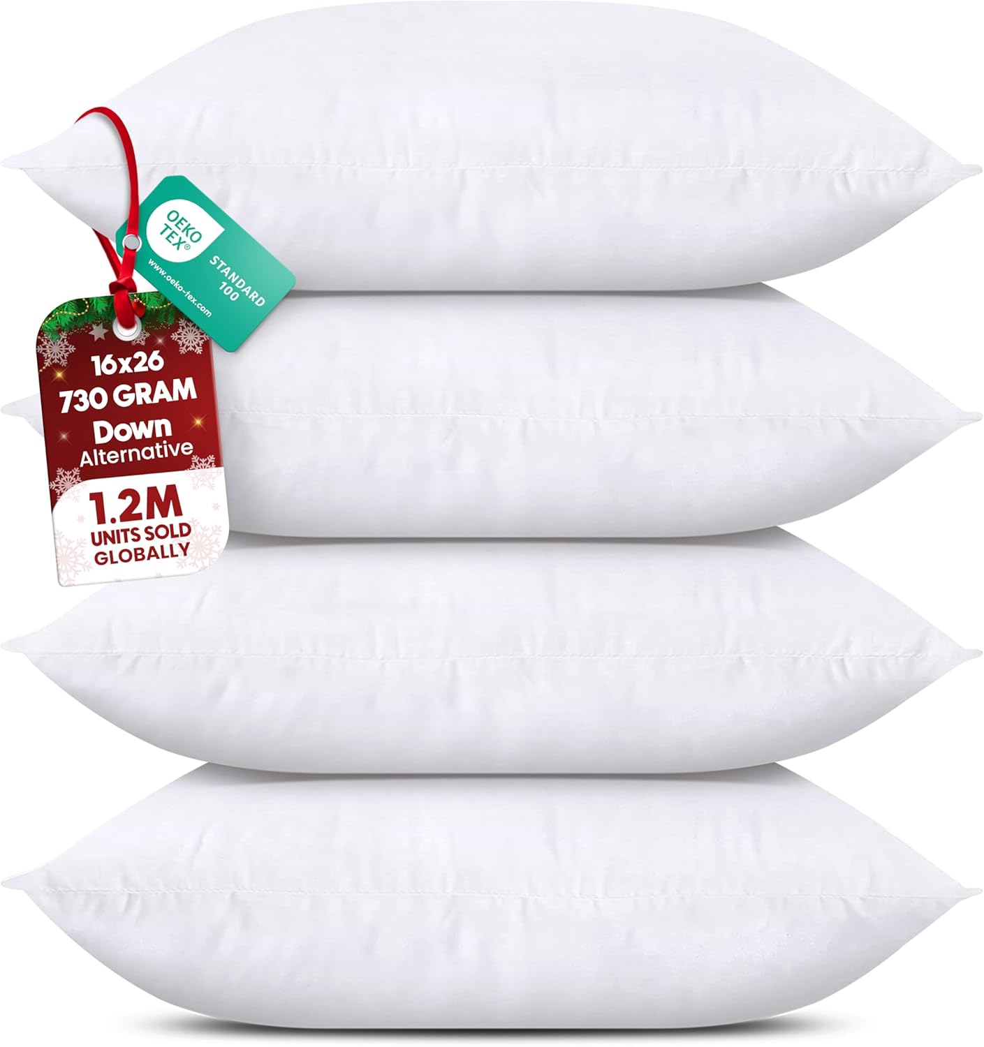 Utopia Bedding Throw Pillows (Set of 4, White) – 18 x 18 Inches Down Alternative Pillows for Bed, Sofa, and Couch - Fluffy Decorative Stuffer Pillow for Indoors & Outdoors