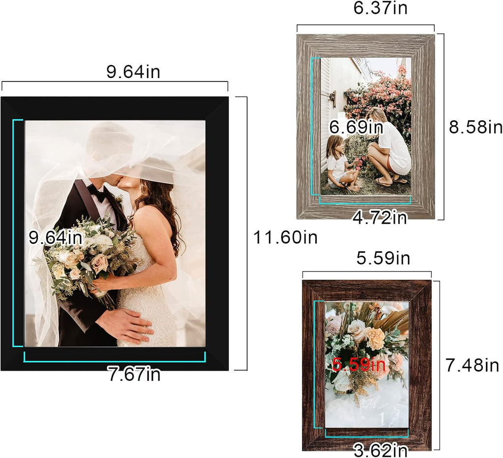LUCKYLIFE Picture Frames Collage Wall Decor 10-Pack, Gallery Wall Frame Set with 8x10 5x7 4x6 Frames in 3 Different Finishes