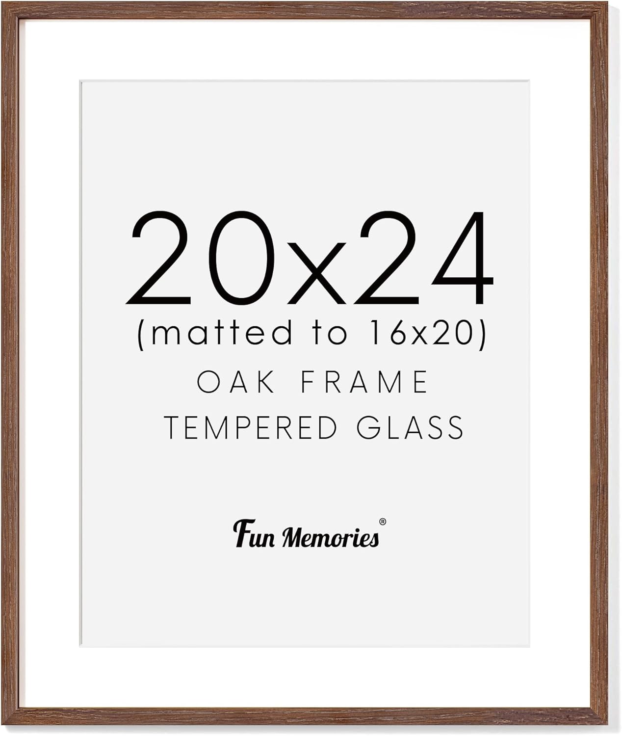 Fun Memories 11x14 Wood Picture Frame, Set of 3, Natural Oak Frame 11 x 14 with Tempered Glass, 8x10 Matted to Wood, Farmhousr Rustic Wooden Poster 11x14, Walnut Color