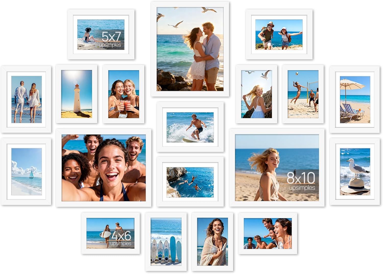 upsimples 19 Pack Picture Frames Collage Wall Decor for Mounting or Tabletop Display, Photo Gallery Frame Set for Family, Multi Sizes Including 8x10, 5x7, 4x6, Black