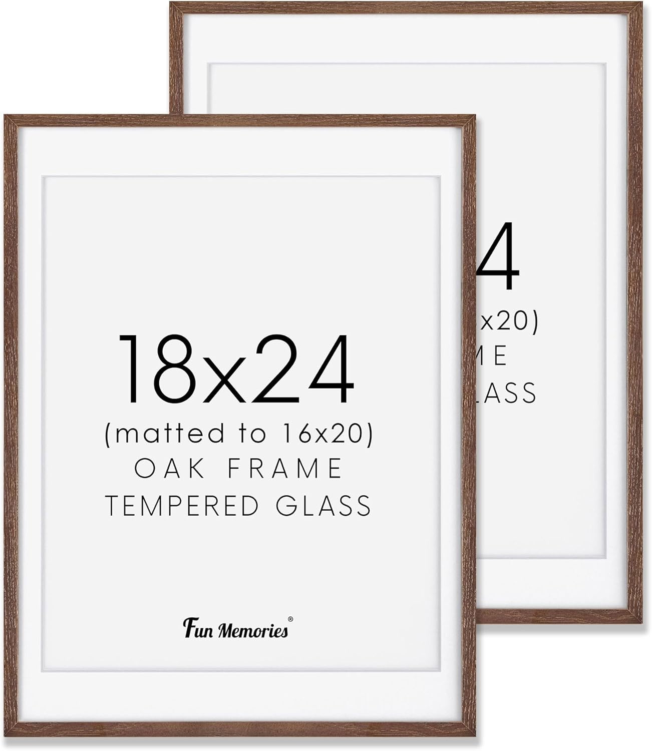 Fun Memories 11x14 Wood Picture Frame, Set of 3, Natural Oak Frame 11 x 14 with Tempered Glass, 8x10 Matted to Wood, Farmhousr Rustic Wooden Poster 11x14, Walnut Color