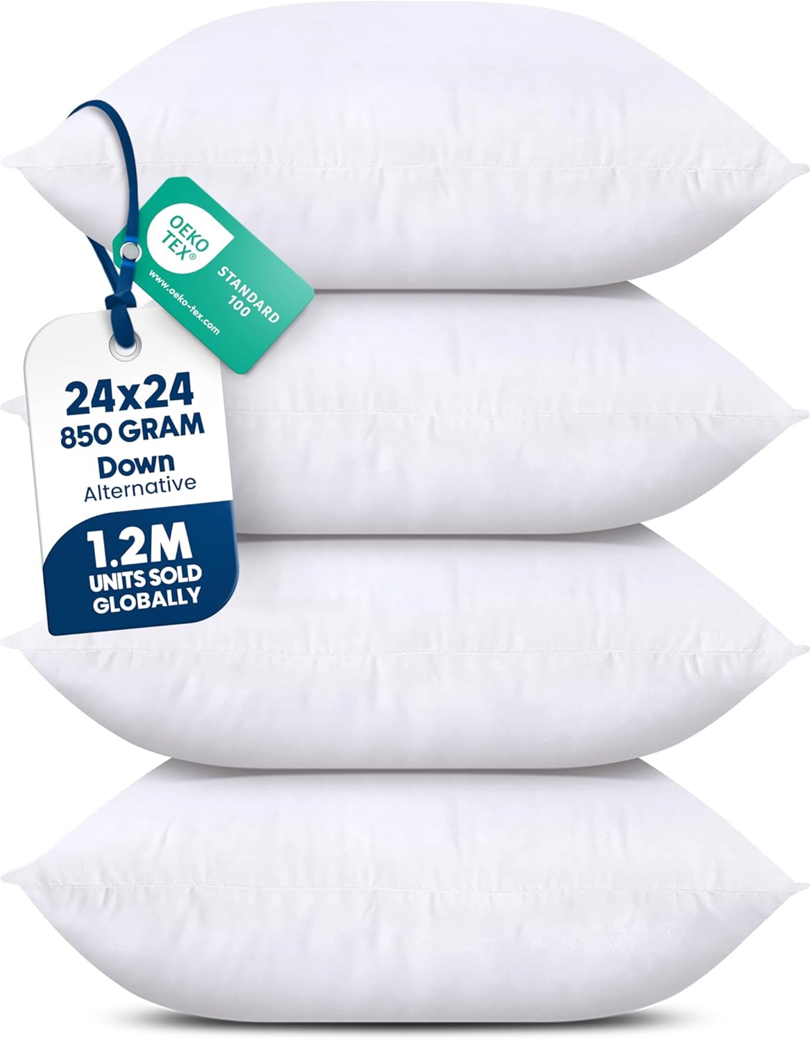 Utopia Bedding Throw Pillows (Set of 4, White) – 18 x 18 Inches Down Alternative Pillows for Bed, Sofa, and Couch - Fluffy Decorative Stuffer Pillow for Indoors & Outdoors