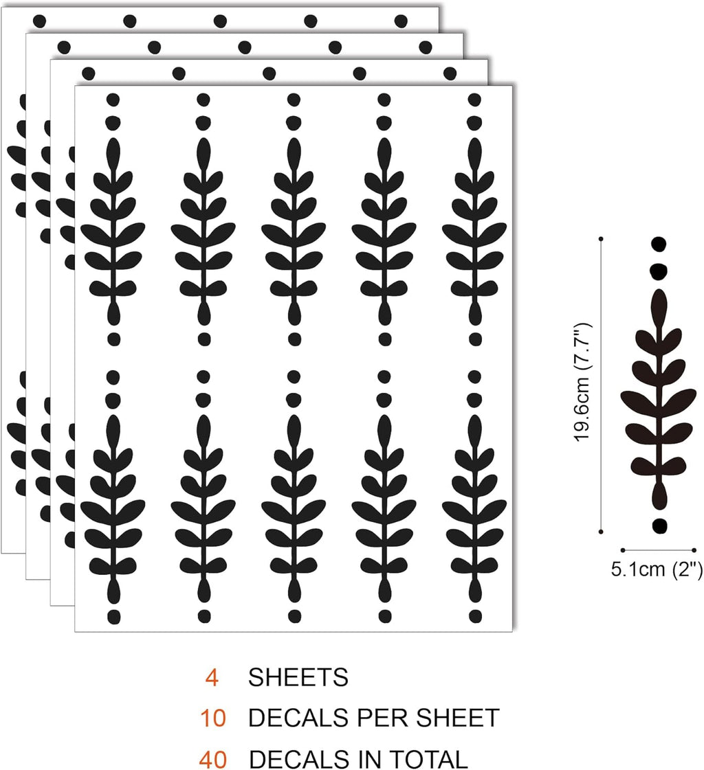 A Room with Floral Vinyl Leaves Wall Decals, Peel and Stick Modern Boho Flower Stickers for Bedroom Livingroom Home Wall Art Decor-Black