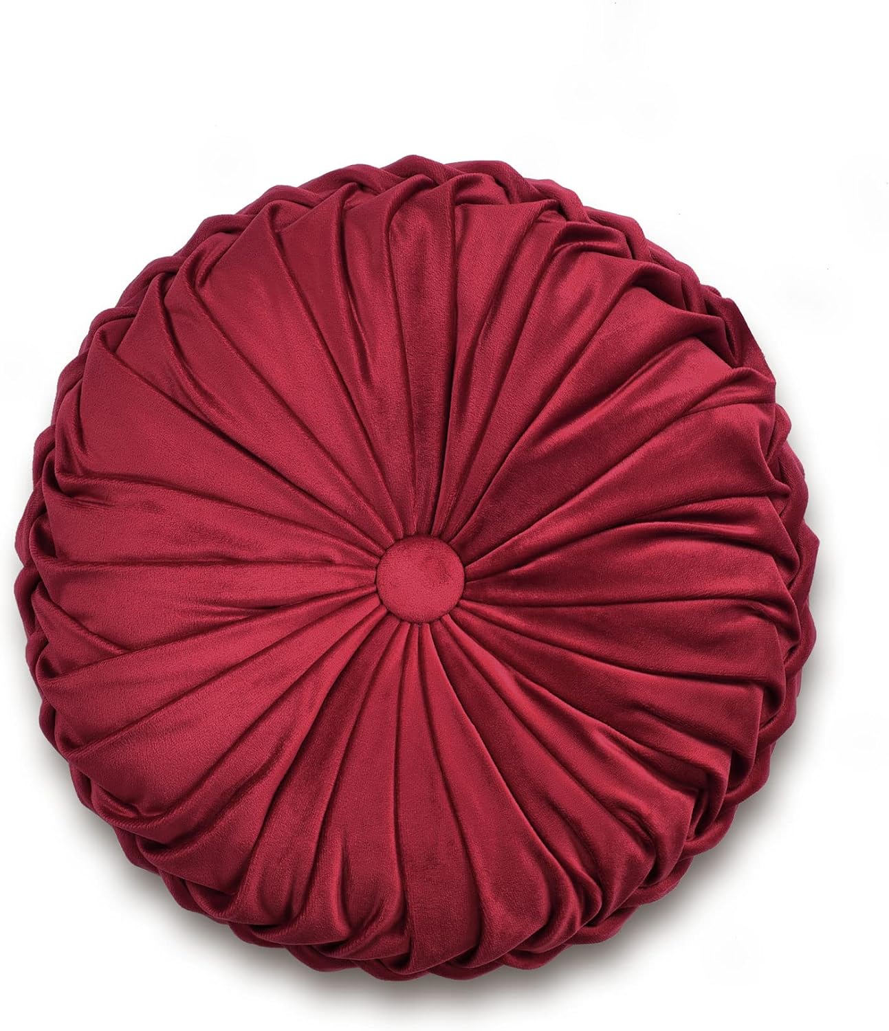 Lush Decor Round Pleated Soft Velvet Decorative Throw Pillow, 1 Count, 15" Diameter, Dark Gray - Plush Round Pillow, Seat Cushion, Decorative Pillows For Bed, Couch, Or Chair