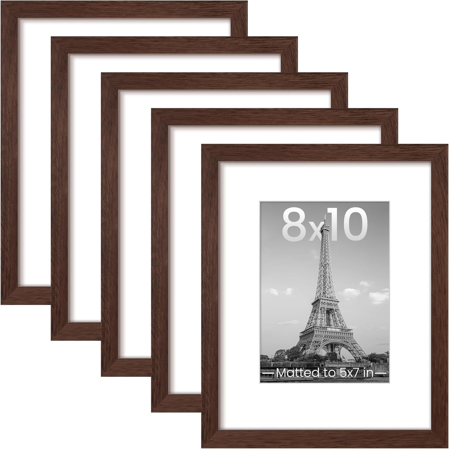 upsimples 11x14 Picture Frame Set of 5, Display Pictures 8x10 with Mat or 11x14 Without Mat, Wall Gallery Photo Frames, Black