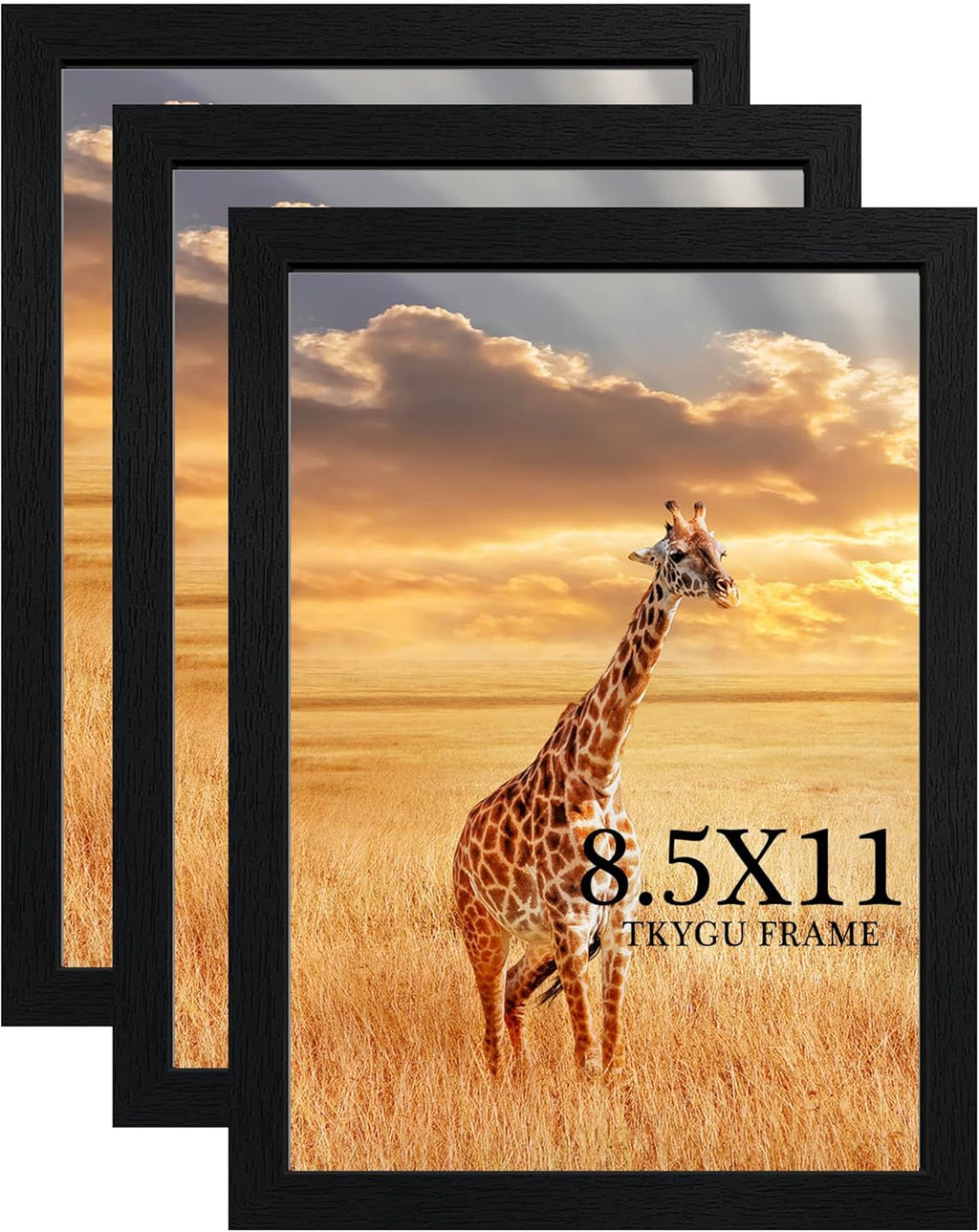 11x15 Picture Frame Set of 3,Wooden Frame 11x15 Wall Gallery Poster Photo frame Black with Durable Shatter Resistant Plexiglass for Wall Mounting Family -friend- wedding best gift