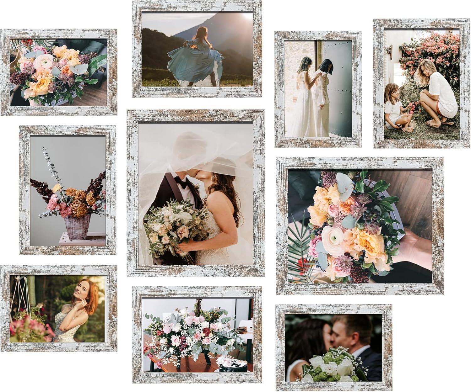 LUCKYLIFE Picture Frames Collage Wall Decor 10-Pack, Gallery Wall Frame Set with 8x10 5x7 4x6 Frames in 3 Different Finishes