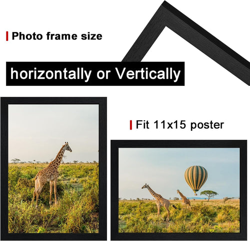 11x15 Picture Frame Set of 3,Wooden Frame 11x15 Wall Gallery Poster Photo frame Black with Durable Shatter Resistant Plexiglass for Wall Mounting Family -friend- wedding best gift