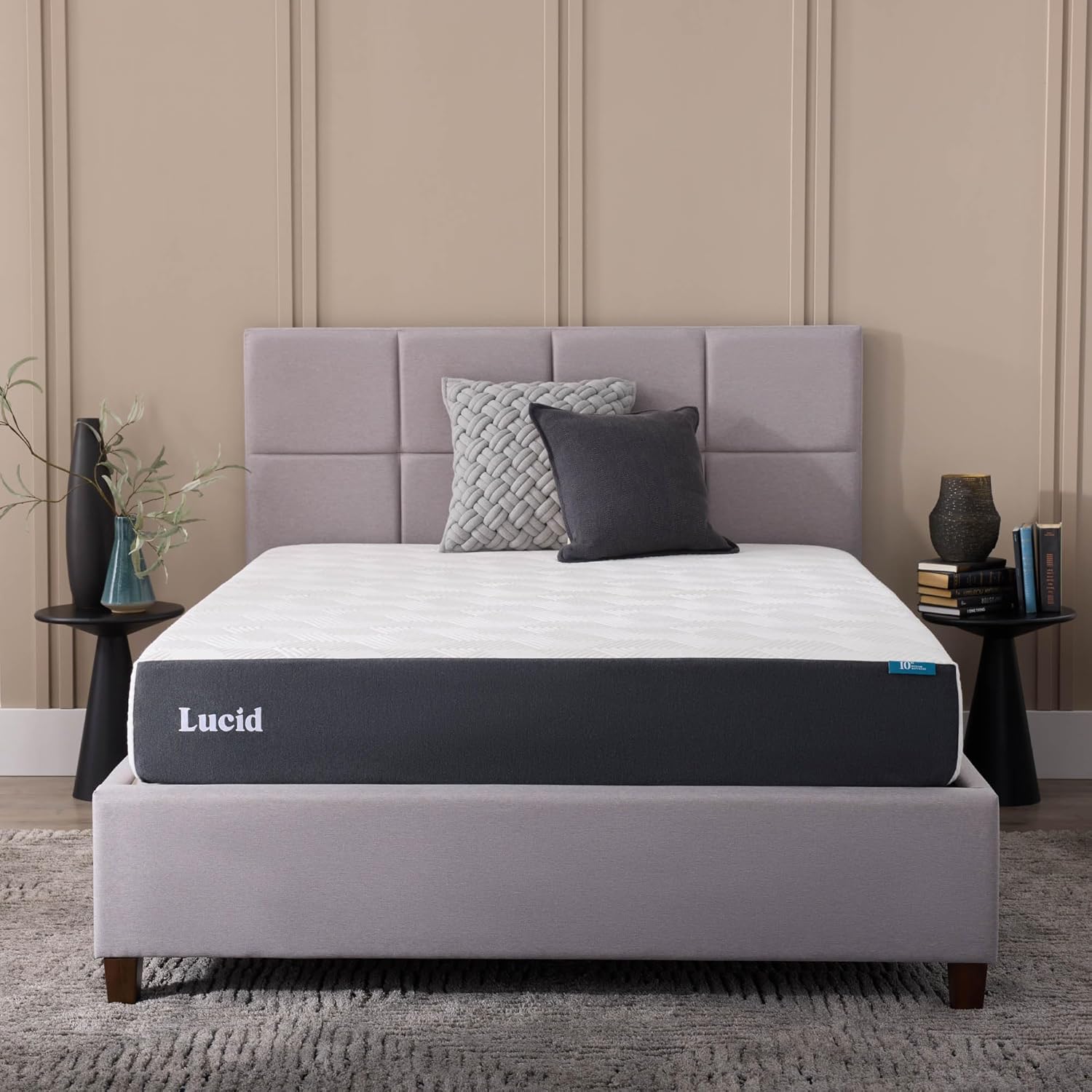 Lucid 5 Inch Memory Foam Mattress – Low Profile - Firm Feel - Infused with Bamboo Charcoal and Gel - Bed in a Box - Temperature Regulating - Breathable - Twin Size