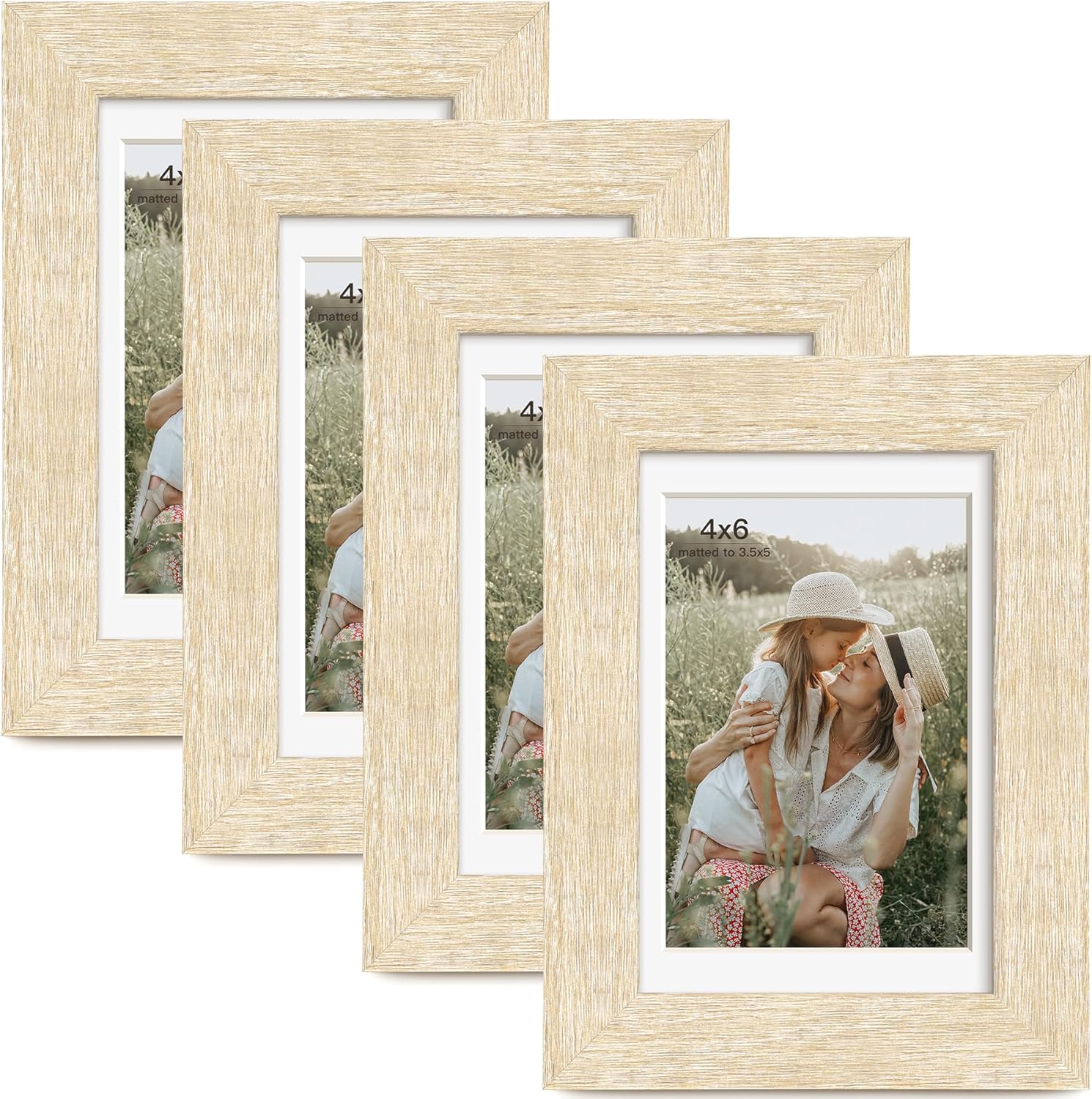 16x20 Picture Frame with Mat for 11x14 Set of 3, Natural Wood Grain 16x20 Frames for Wall Mounting (3 Pack, Natural)