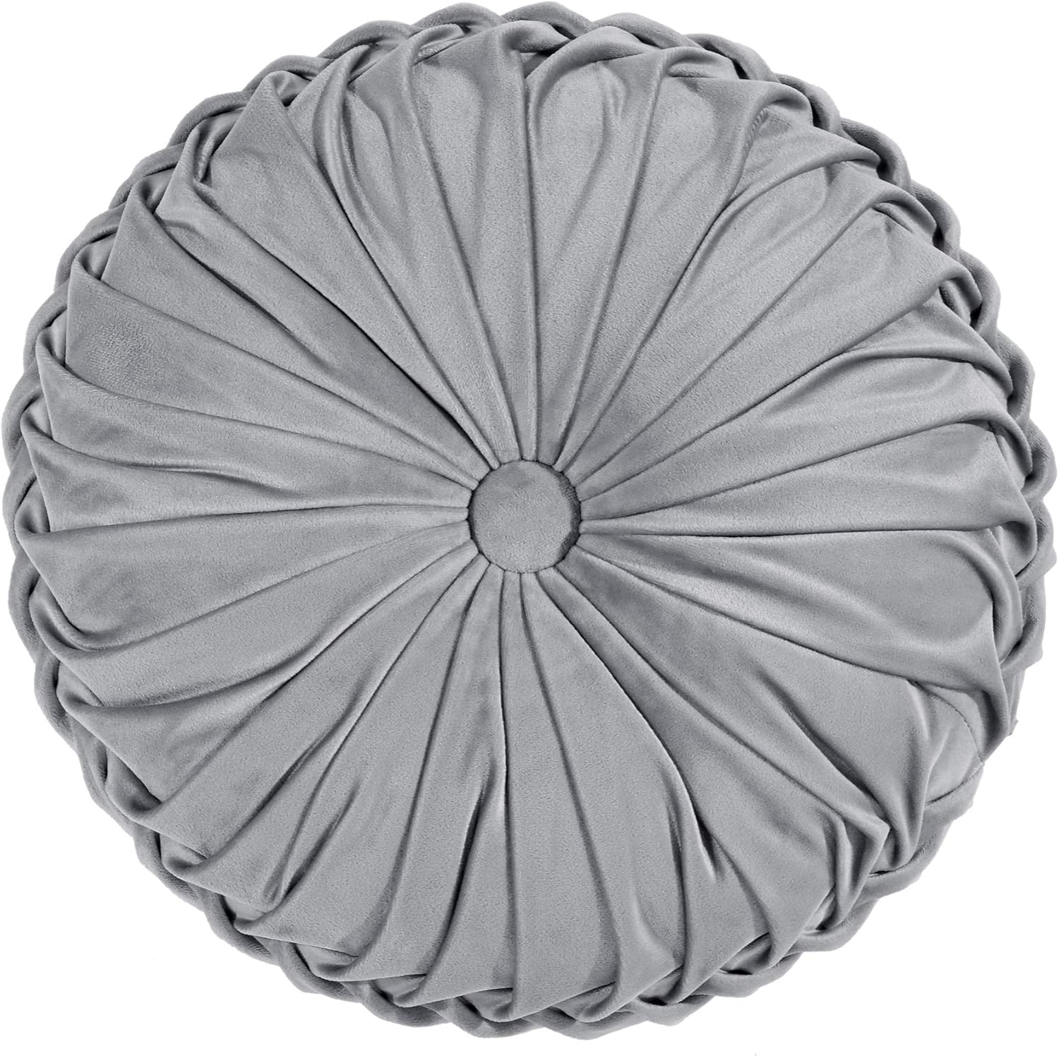 Lush Decor Round Pleated Soft Velvet Decorative Throw Pillow, 1 Count, 15" Diameter, Dark Gray - Plush Round Pillow, Seat Cushion, Decorative Pillows For Bed, Couch, Or Chair