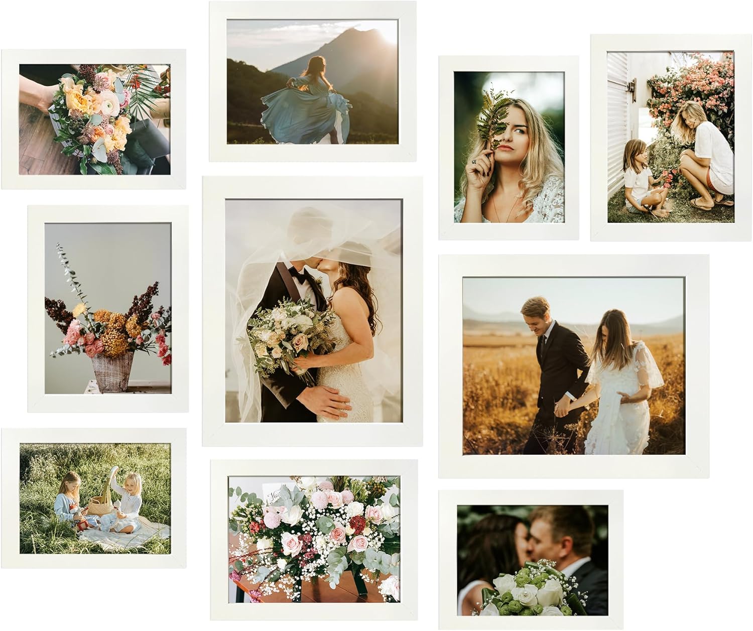 LUCKYLIFE Picture Frames Collage Wall Decor 10-Pack, Gallery Wall Frame Set with 8x10 5x7 4x6 Frames in 3 Different Finishes