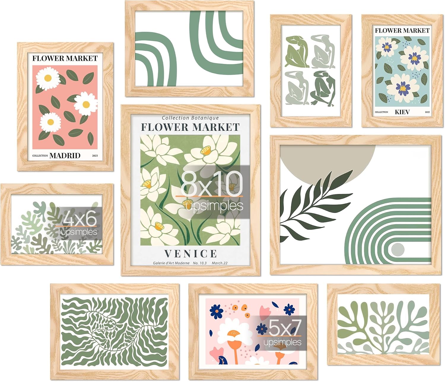 upsimples 10 Pack Picture Frames Collage Wall Decor for Mounting or Tabletop Display, Photo Gallery Frame Set for Family, Multi Sizes Including 8x10, 5x7, 4x6, Black