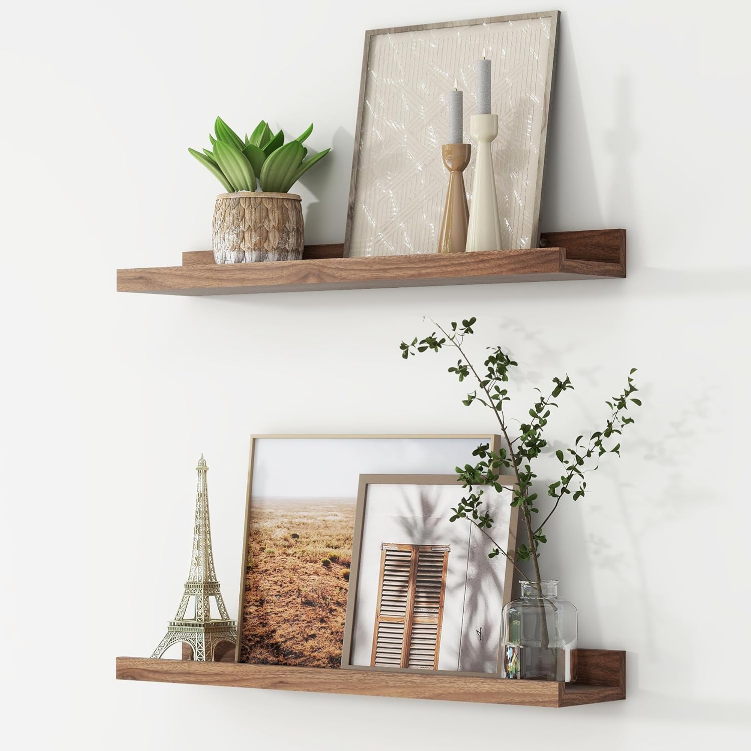 Picture Ledge Shelf, Floating Shelves Set of 2, 48 Inches Long Large Nursery Book Shelves for Toys Storage, Kids Bookshelf Wall Mounted for Living Room Bedroom Decor Books Photo Frames, White