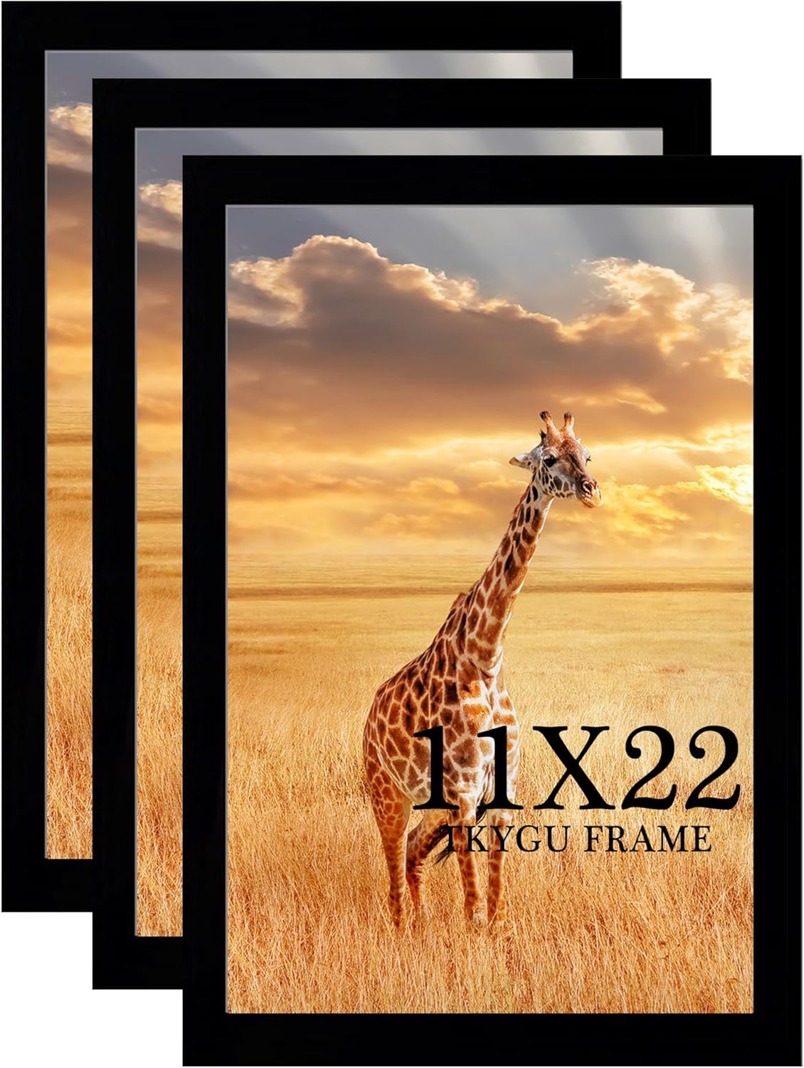 11x15 Picture Frame Set of 3,Wooden Frame 11x15 Wall Gallery Poster Photo frame Black with Durable Shatter Resistant Plexiglass for Wall Mounting Family -friend- wedding best gift