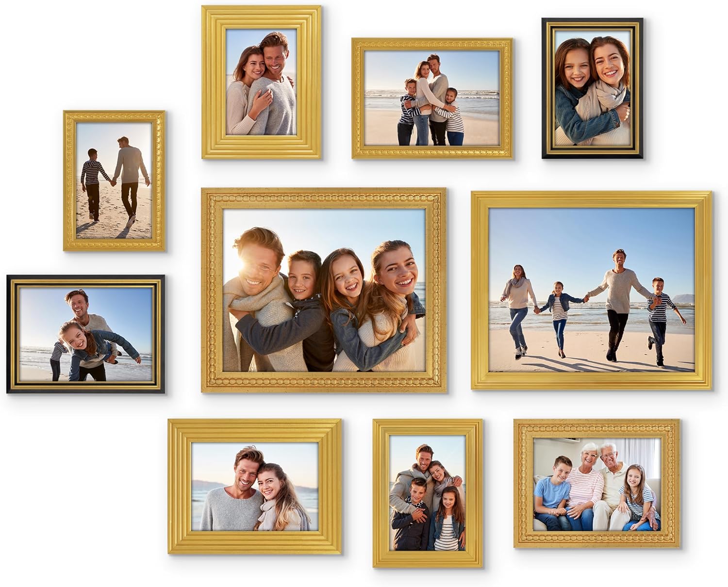 Americanflat Set of 10 Picture Frames with Shatter-Resistant Glass - Gallery Wall Frame Set with Two 8x10, Four 5x7 and Four 4x6 Frames - Signature Collection - Black