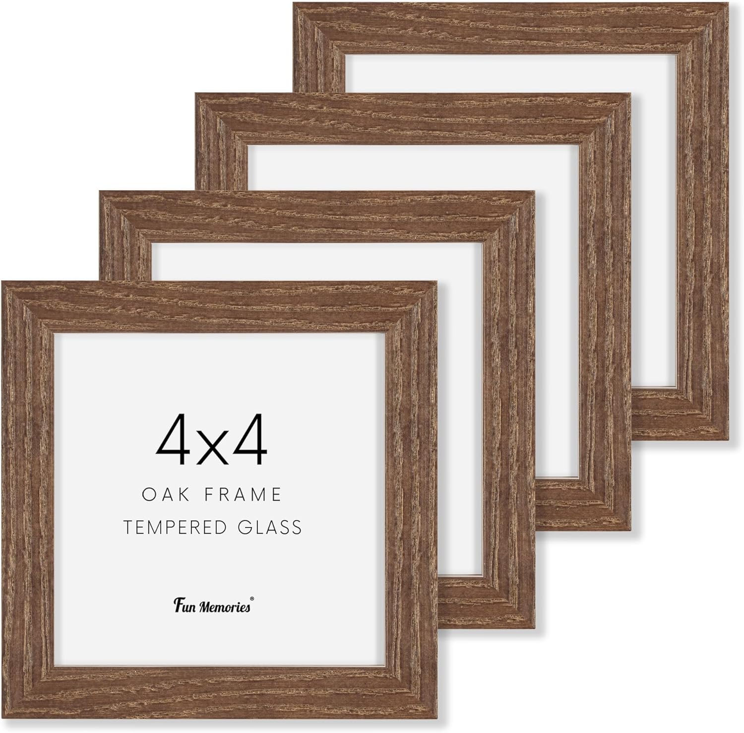 Fun Memories 11x14 Wood Picture Frame, Set of 3, Natural Oak Frame 11 x 14 with Tempered Glass, 8x10 Matted to Wood, Farmhousr Rustic Wooden Poster 11x14, Walnut Color