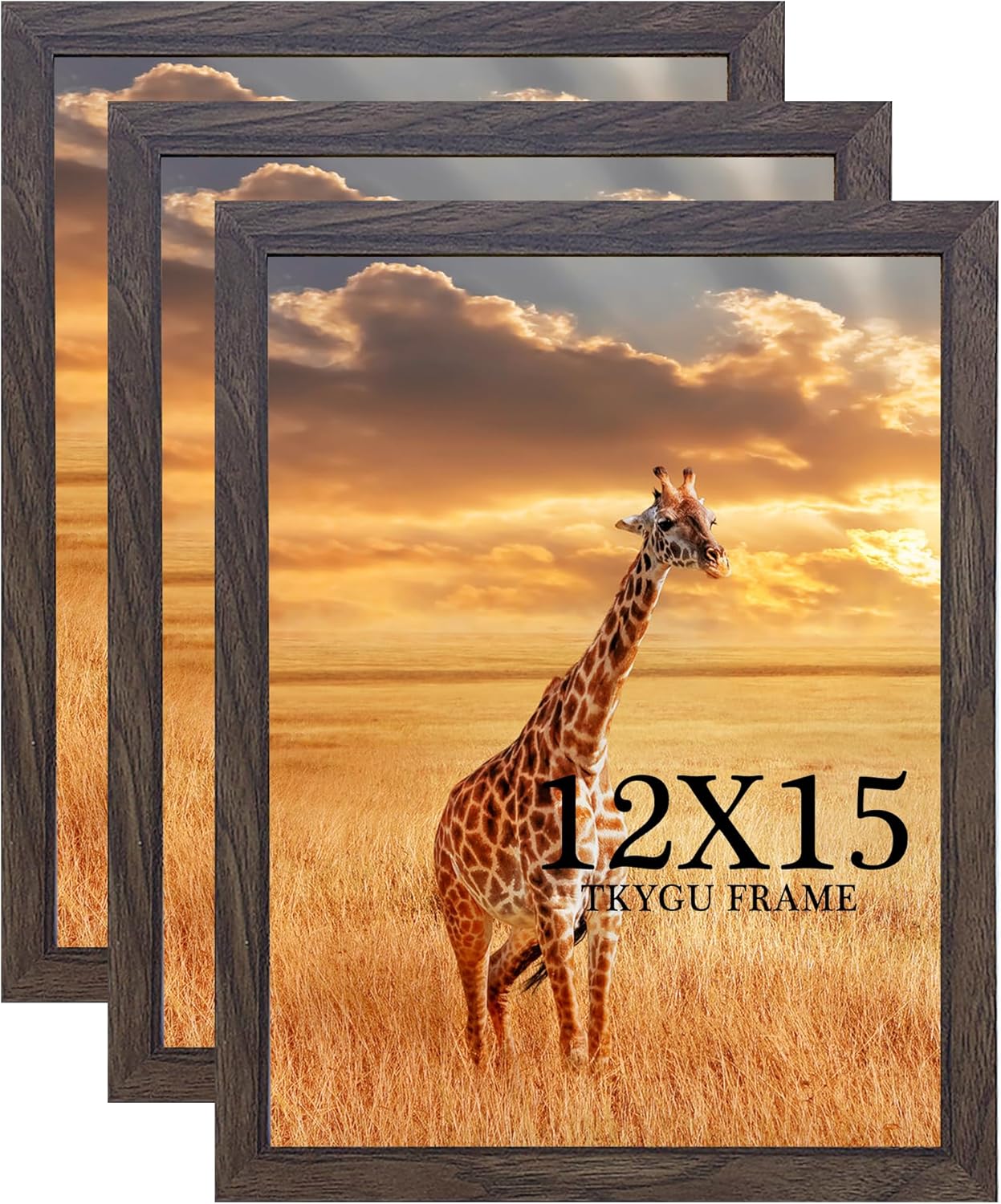 11x15 Picture Frame Set of 3,Wooden Frame 11x15 Wall Gallery Poster Photo frame Black with Durable Shatter Resistant Plexiglass for Wall Mounting Family -friend- wedding best gift