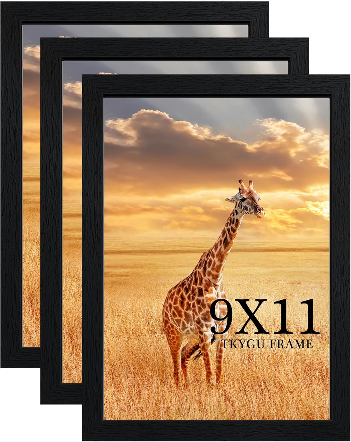 11x15 Picture Frame Set of 3,Wooden Frame 11x15 Wall Gallery Poster Photo frame Black with Durable Shatter Resistant Plexiglass for Wall Mounting Family -friend- wedding best gift