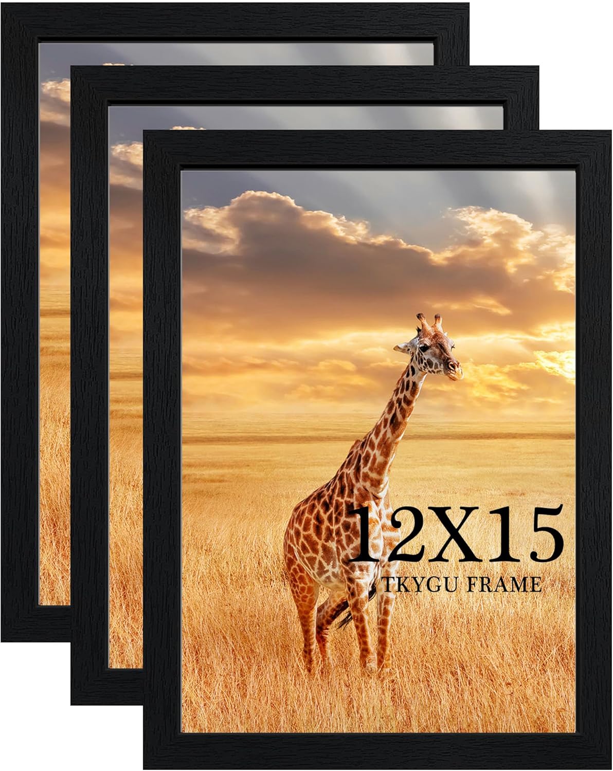 11x15 Picture Frame Set of 3,Wooden Frame 11x15 Wall Gallery Poster Photo frame Black with Durable Shatter Resistant Plexiglass for Wall Mounting Family -friend- wedding best gift