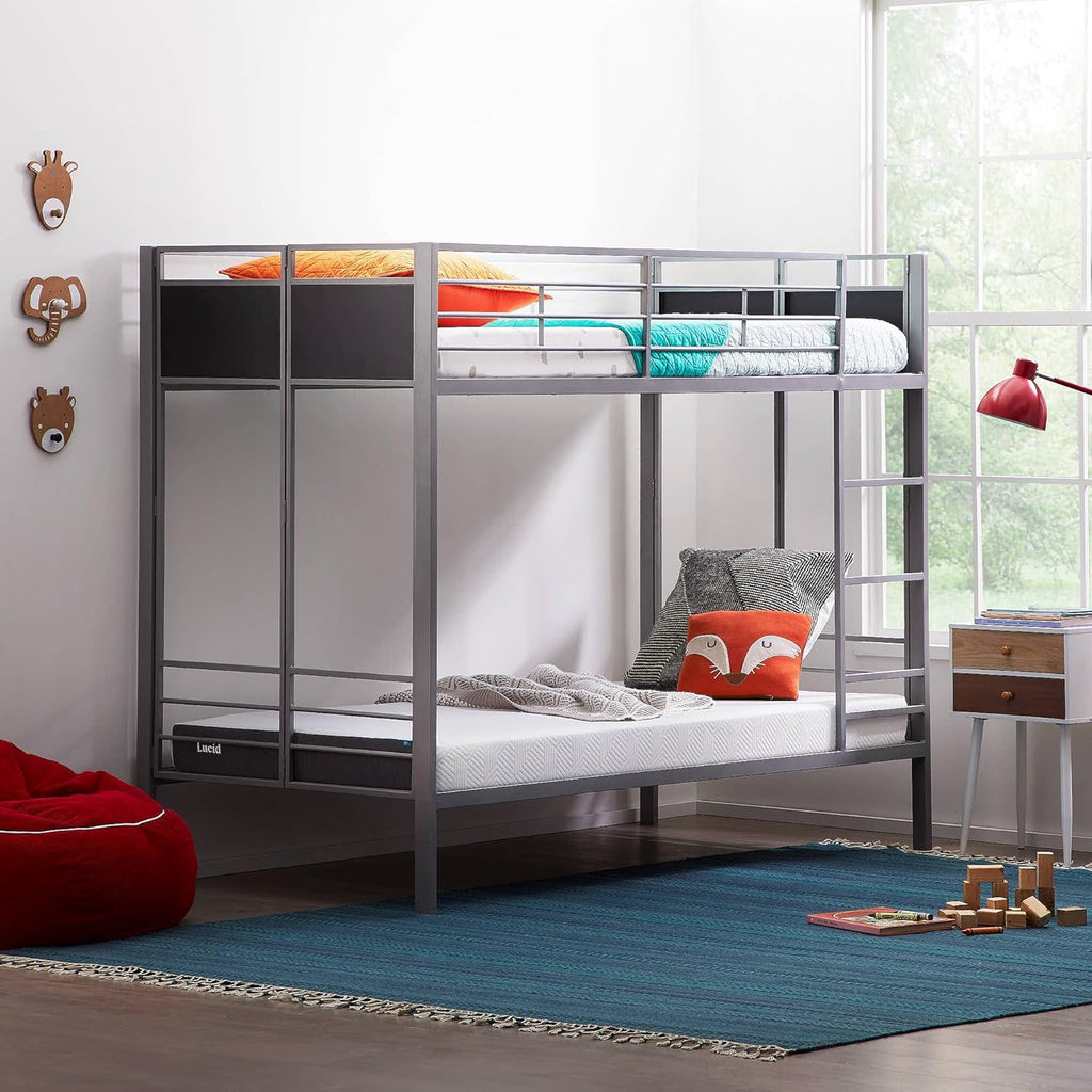 Lucid 5 Inch Memory Foam Mattress – Low Profile - Firm Feel - Infused with Bamboo Charcoal and Gel - Bed in a Box - Temperature Regulating - Breathable - Twin Size