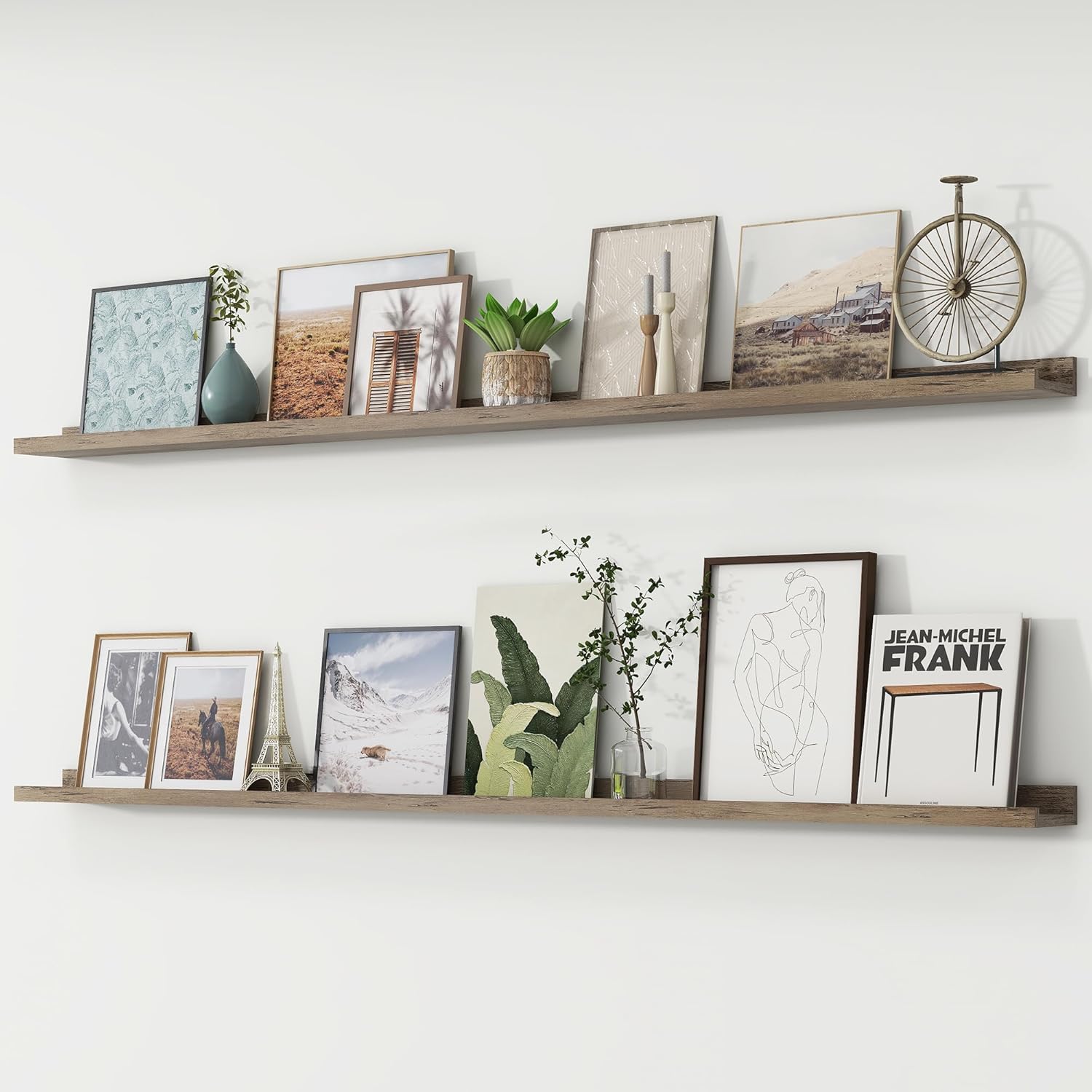 Picture Ledge Shelf, Floating Shelves Set of 2, 48 Inches Long Large Nursery Book Shelves for Toys Storage, Kids Bookshelf Wall Mounted for Living Room Bedroom Decor Books Photo Frames, White