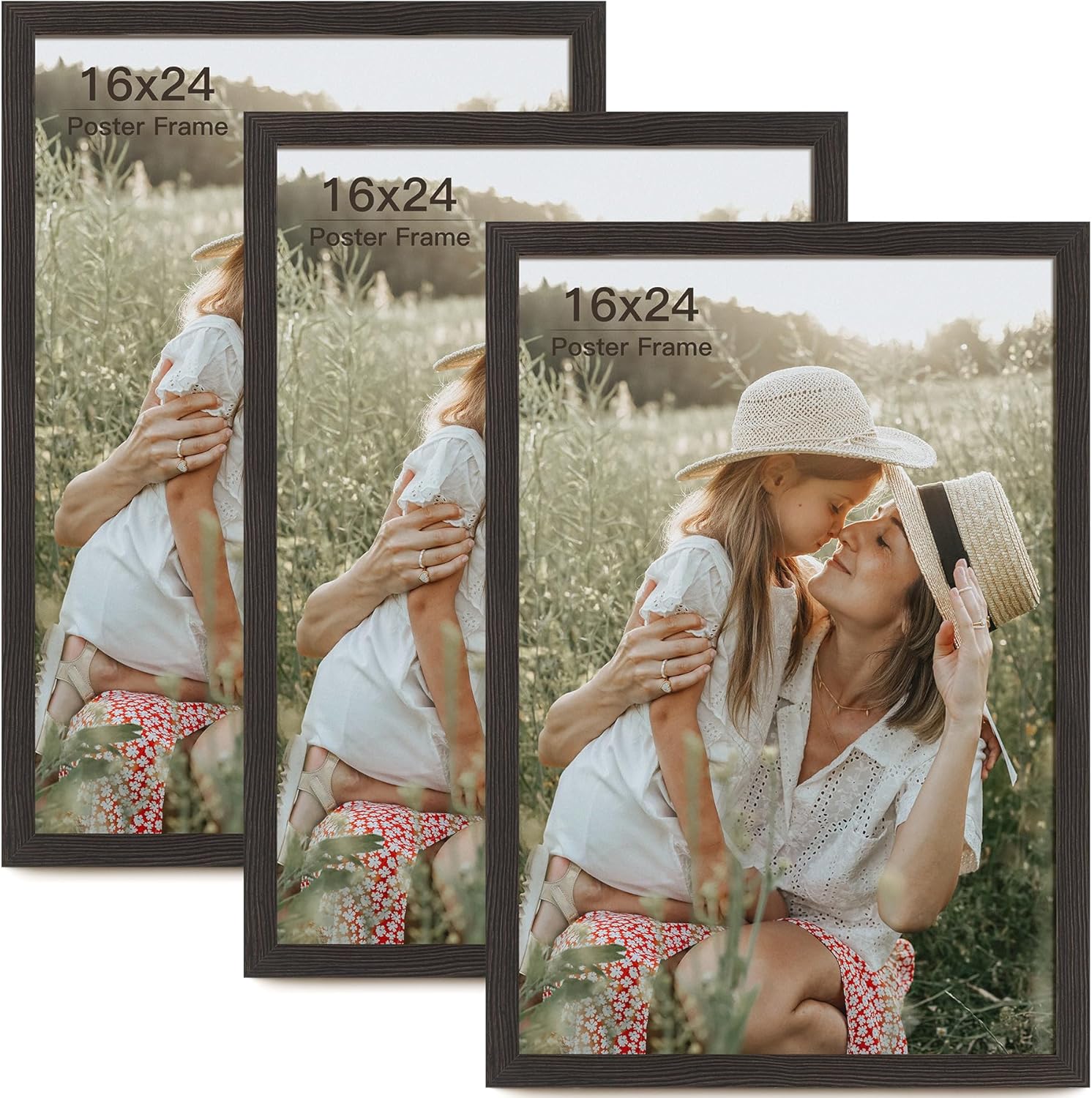 16x20 Picture Frame with Mat for 11x14 Set of 3, Natural Wood Grain 16x20 Frames for Wall Mounting (3 Pack, Natural)