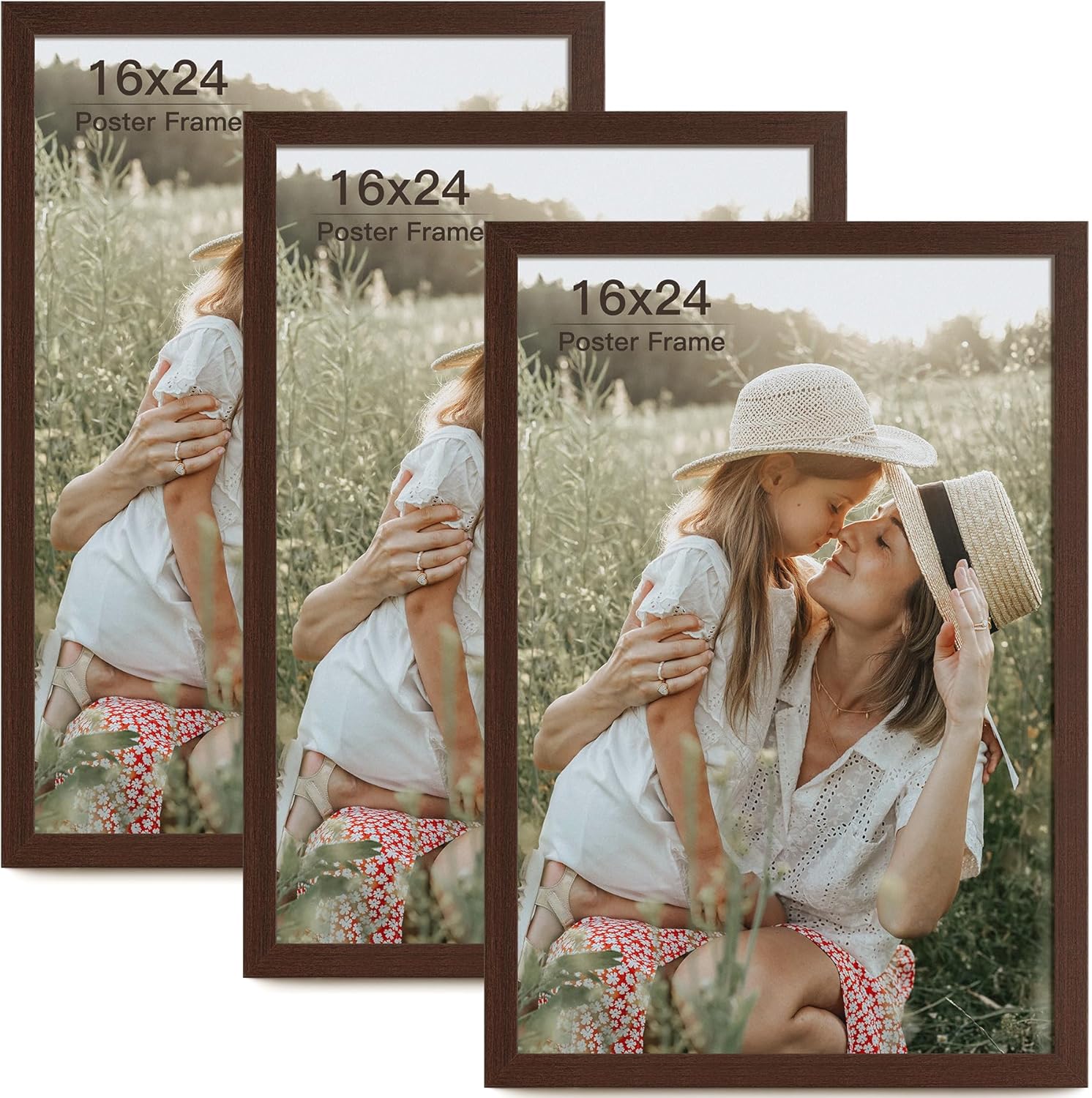 16x20 Picture Frame with Mat for 11x14 Set of 3, Natural Wood Grain 16x20 Frames for Wall Mounting (3 Pack, Natural)