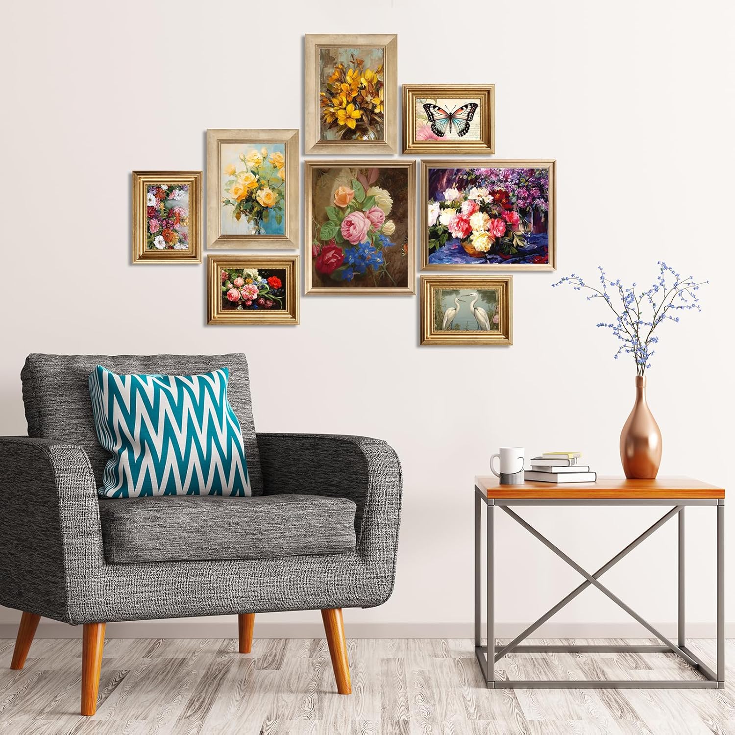 10 Pcs Gold Vintage Picture Frames for Wall or Tabletop Display Ornate French Country Frame Collage with 8x10 5x7 4x6 Frames Set for Gallery Bedroom Living Room