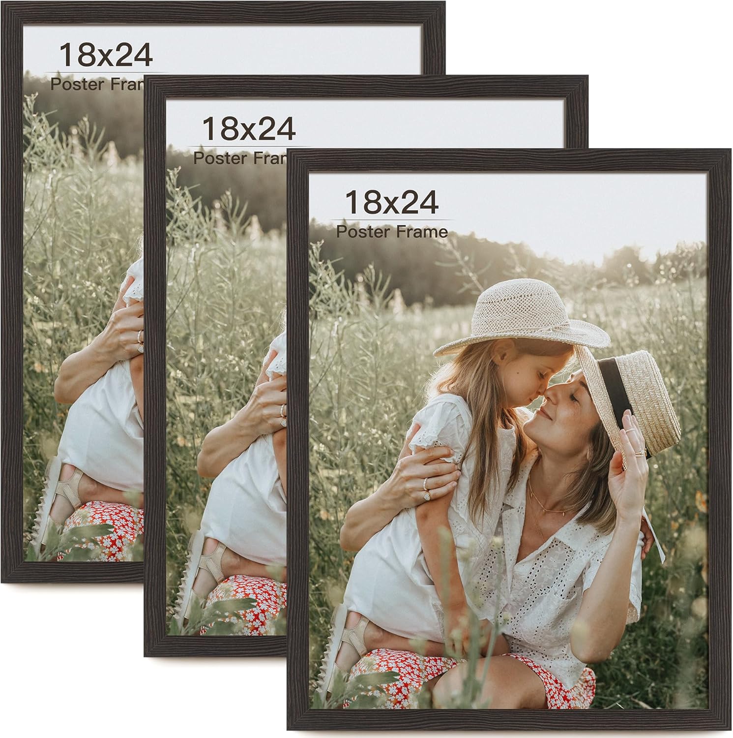 16x20 Picture Frame with Mat for 11x14 Set of 3, Natural Wood Grain 16x20 Frames for Wall Mounting (3 Pack, Natural)