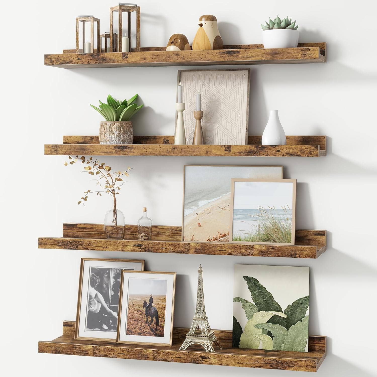 Picture Ledge Shelf, Floating Shelves Set of 2, 48 Inches Long Large Nursery Book Shelves for Toys Storage, Kids Bookshelf Wall Mounted for Living Room Bedroom Decor Books Photo Frames, White