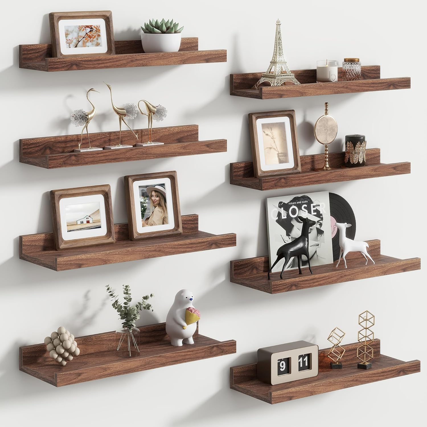 Floating Picture Ledge Shelves Set of 4, 48 Inch Shelves with Lip - Large Nursery Book Shelf for Toys Storage, Kids Bookshelf Wall Mounted Living Room Bedroom Decor Frames