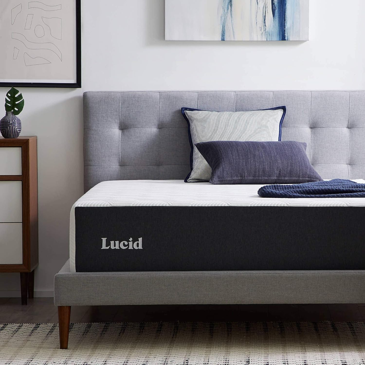 Lucid 5 Inch Memory Foam Mattress – Low Profile - Firm Feel - Infused with Bamboo Charcoal and Gel - Bed in a Box - Temperature Regulating - Breathable - Twin Size