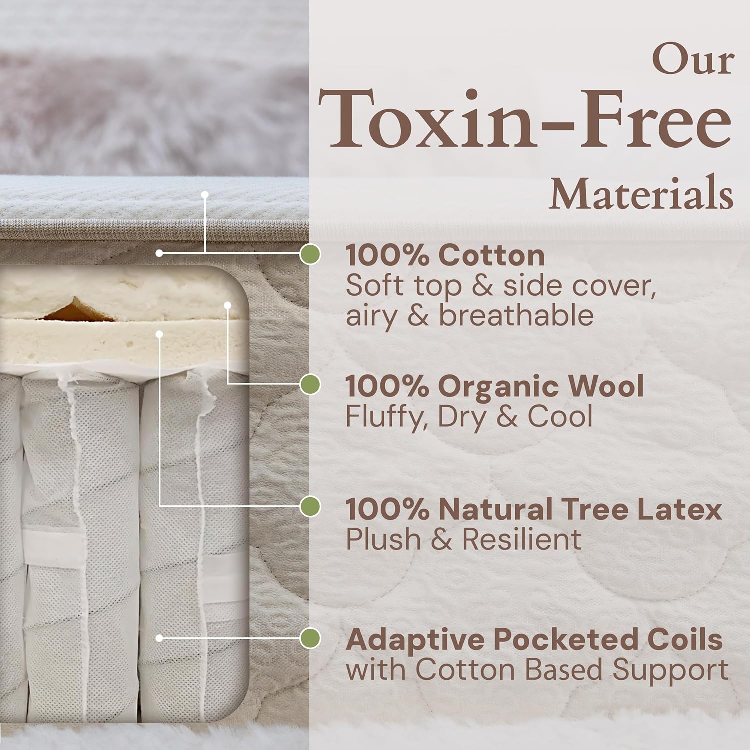 11" 100% GOTS Organic Cotton, Wool & GOLS Latex Mattress | Pocketed Coils | Bed in a Box | Fiberglass & Toxin Free | Made in USA | If It’s Not 100%, It’s a NO | Full