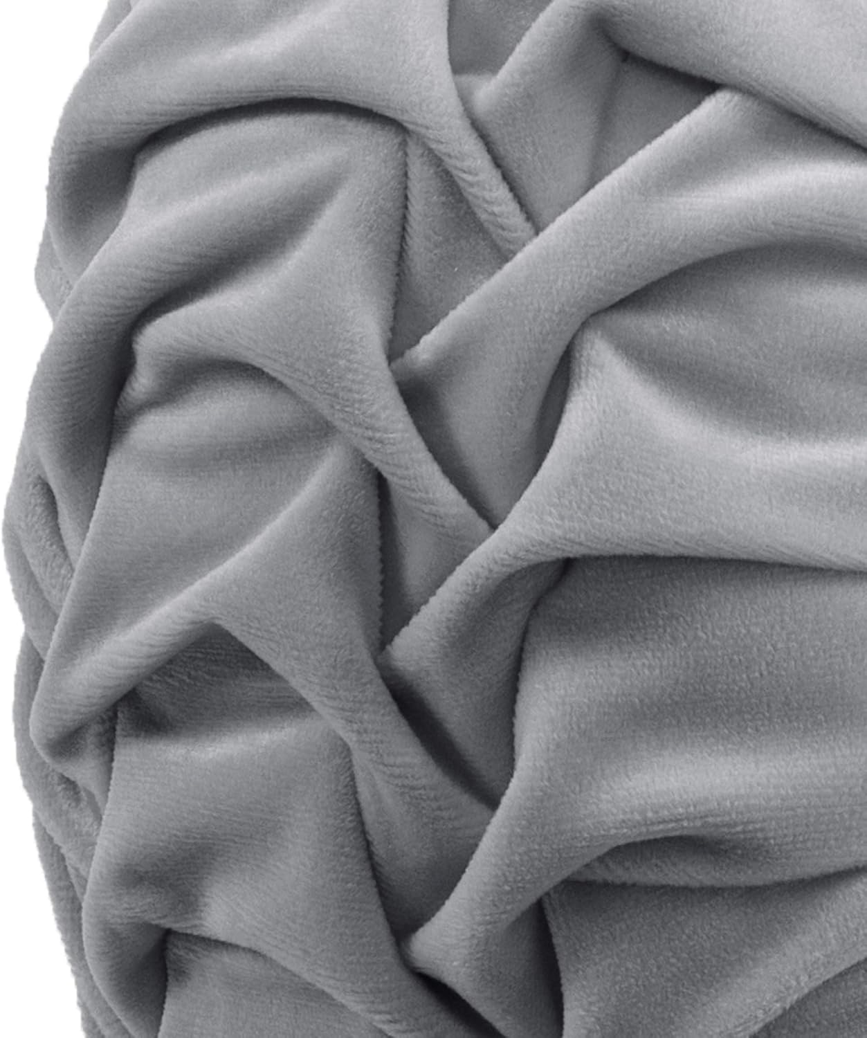 Lush Decor Round Pleated Soft Velvet Decorative Throw Pillow, 1 Count, 15" Diameter, Dark Gray - Plush Round Pillow, Seat Cushion, Decorative Pillows For Bed, Couch, Or Chair